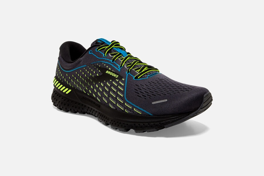 Adrenaline GTS 21 Road Brooks Running Shoes NZ Mens - Black/Blue - YFCUHK-068